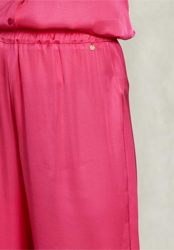 Fushia Loose Pants Elastic Waist - Roze