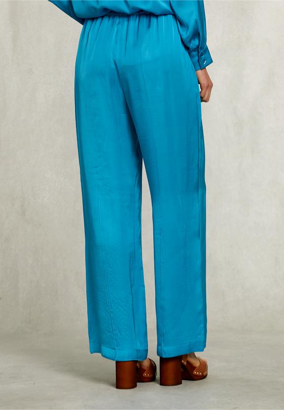 Petrol Loose Pants Elastic Waist - Blauw