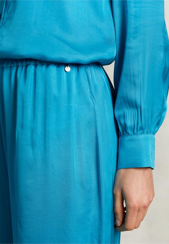 Petrol Loose Pants Elastic Waist - Blauw