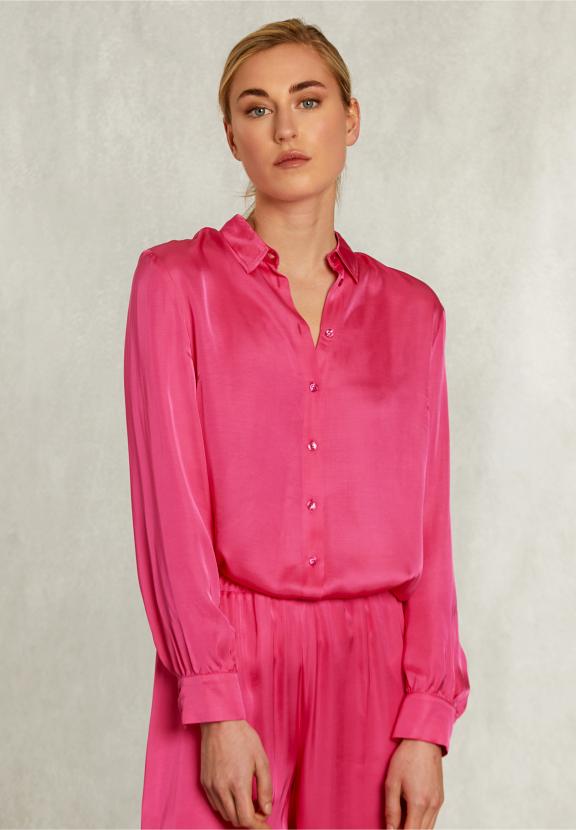 Fushia Viscose Blouse With Buttons - Roze