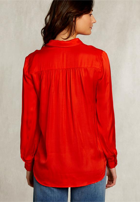 Orange Viscose Blouse With Buttons - Oranje