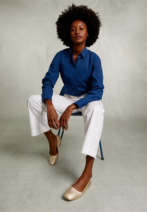 Blue Uni Centered Blouse - Blauw