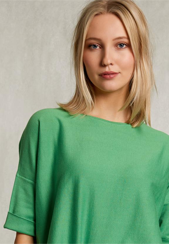 Green Sweater Ajour On Back - Groen