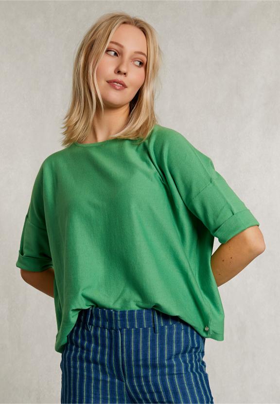 Green Sweater Ajour On Back - Groen