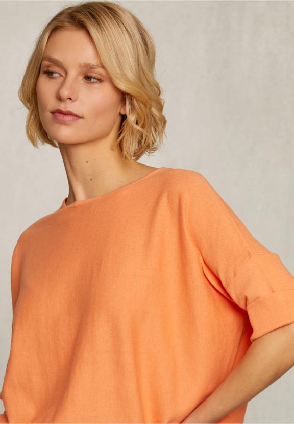 Orange Sweater Ajour On Back - Oranje