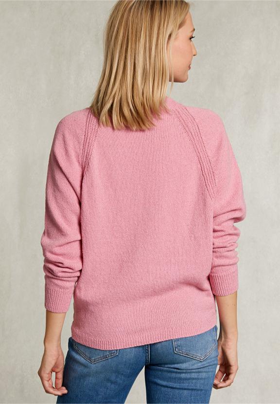 Pink Raglan V-Neck Sweater - Roze