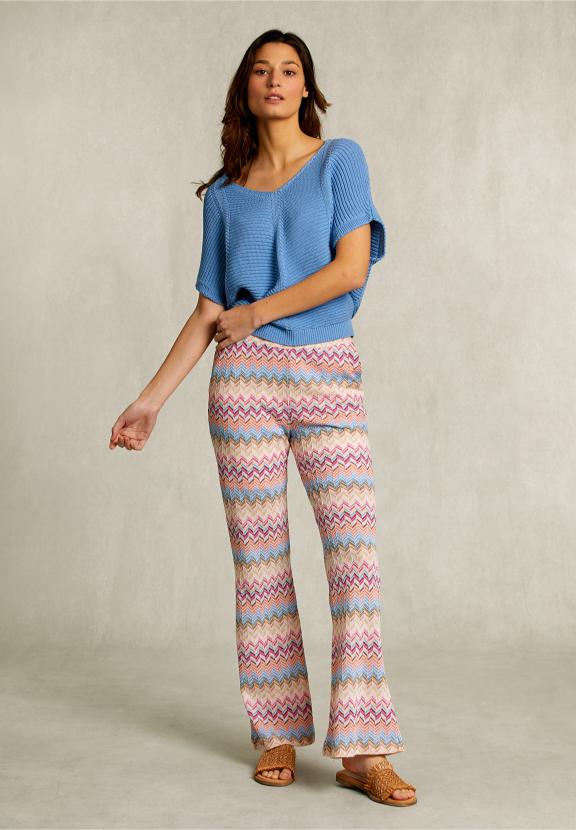Blue V-Neck Sweater Short Sleeves - Blauw