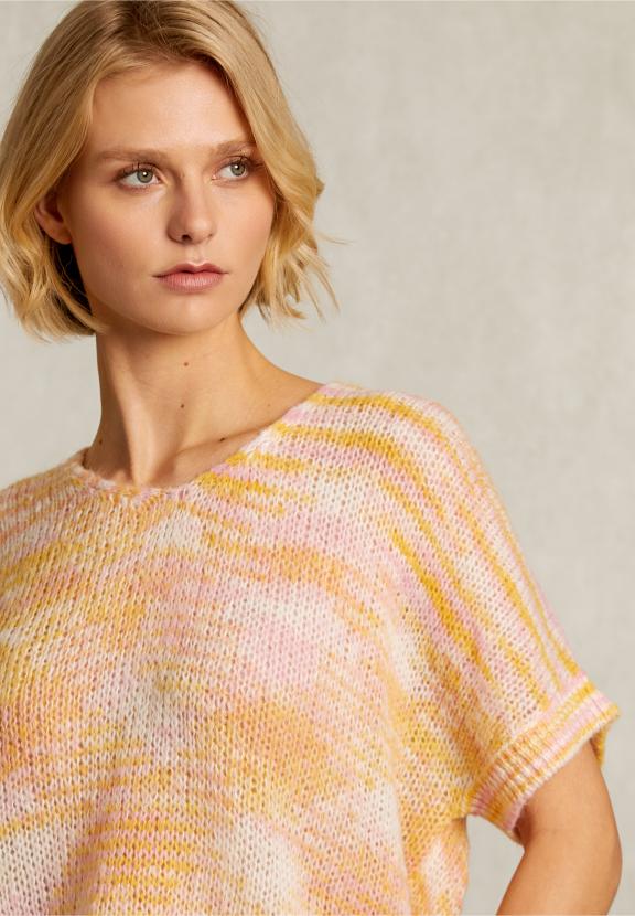 Pink/Orange Striped V-Neck Spencer - Geel