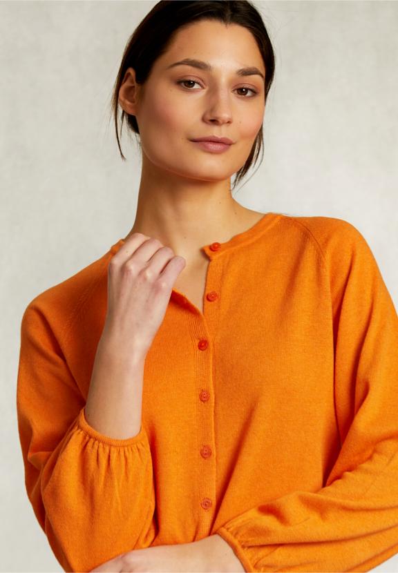 Orange Cardigan With Buttons - Oranje