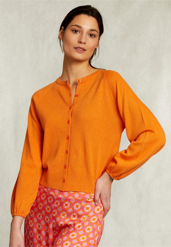 Orange Cardigan With Buttons - Oranje