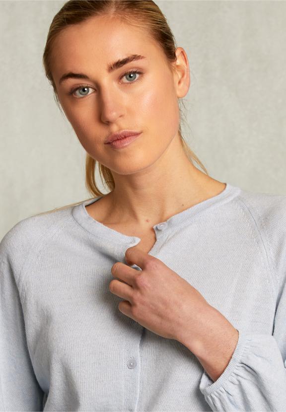 Light Blue Cardigan With Buttons - Blauw