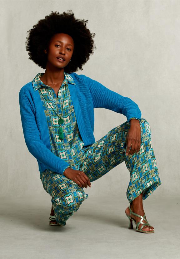 Petrol Basic V-Neck Cardigan - Blauw