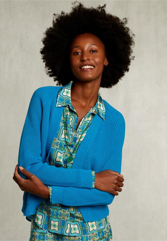 Petrol Basic V-Neck Cardigan - Blauw