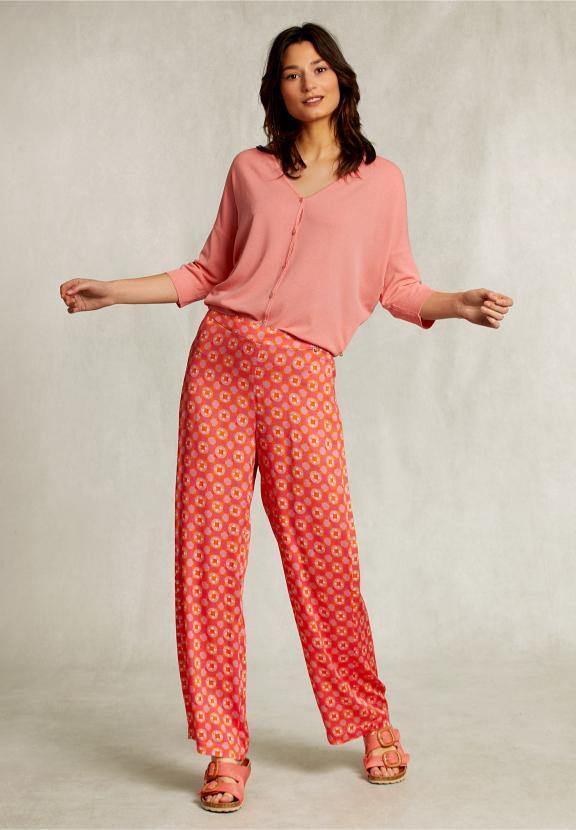 Pink V-Neck Cardigan 3/4 Sleeves - Rose