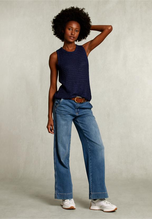 Blue Round Neck Top - Blauw