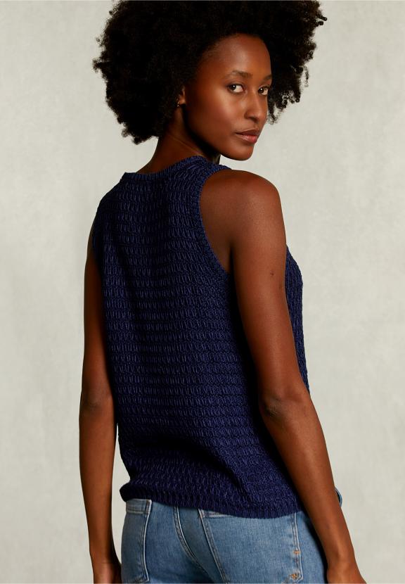 Blue Round Neck Top - Bleu