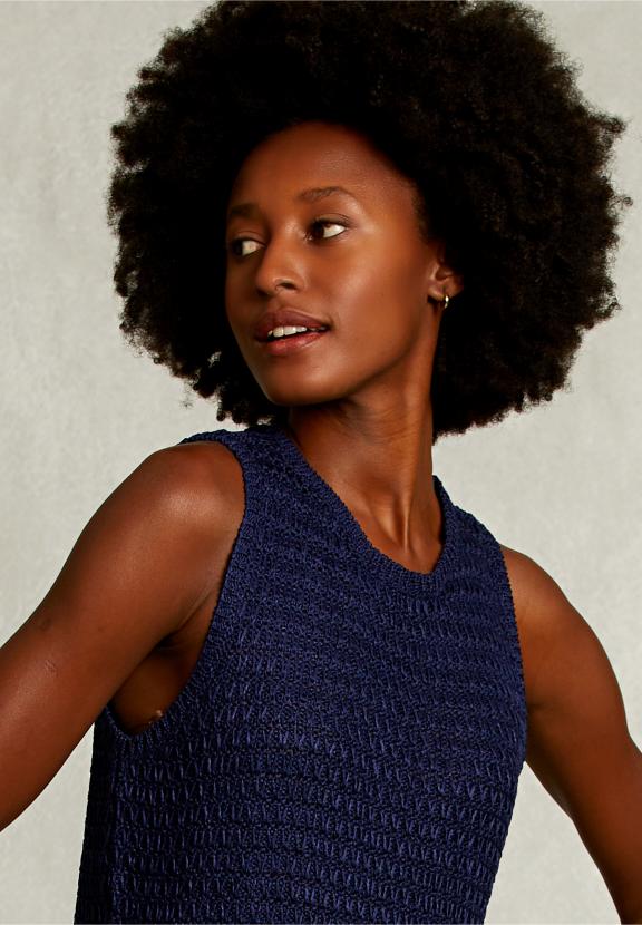 Blue Round Neck Top - Blauw