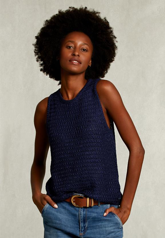 Blue Round Neck Top - Blauw