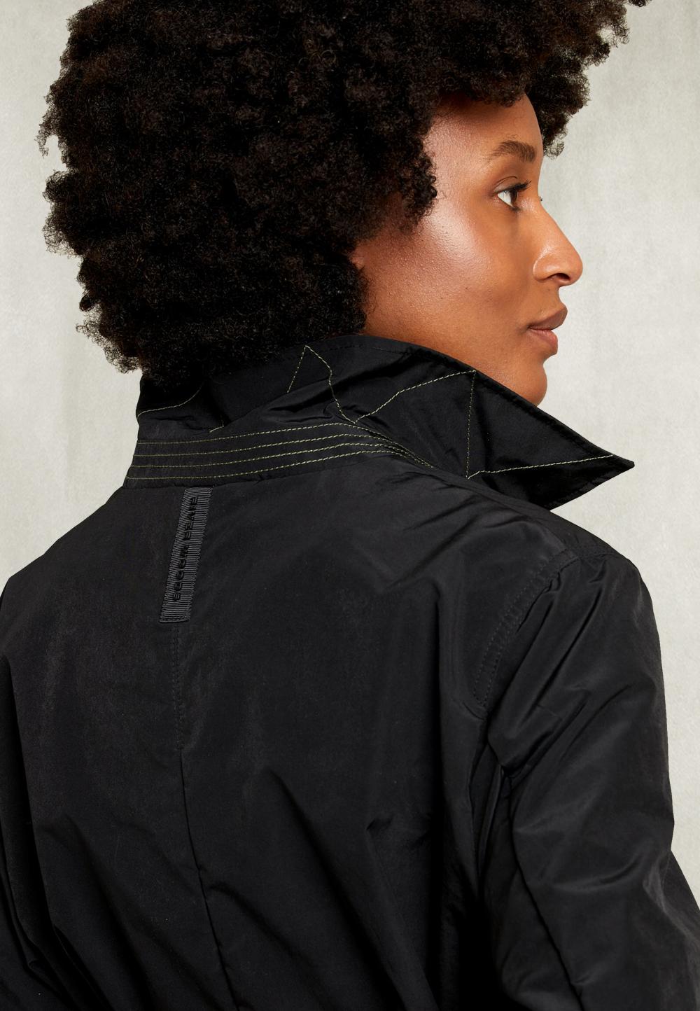 Black Parka Back Pleat With Button - Zwart