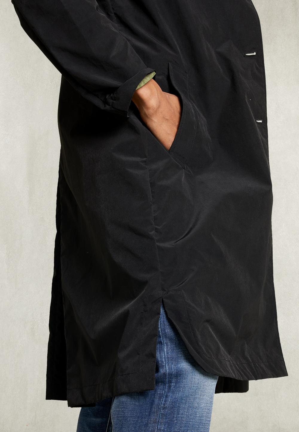 Black Parka Back Pleat With Button - Zwart