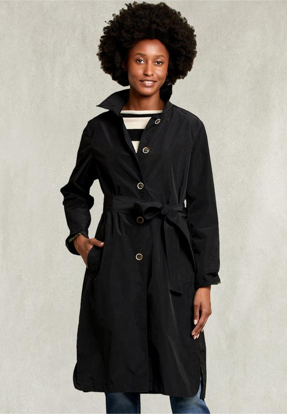 Black Parka Back Pleat With Button - Zwart