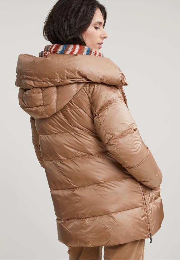 Camel Short Hooded Down Jacket - Bruin