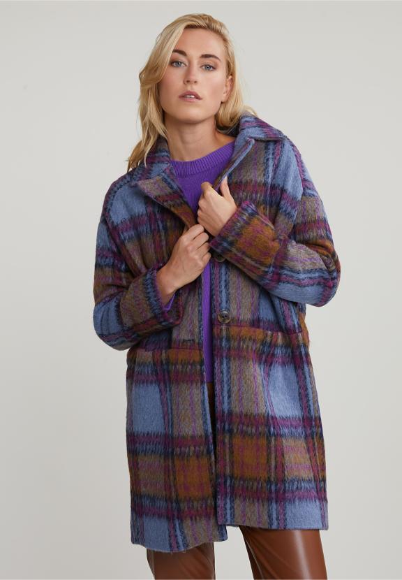 Multi Checked Coat - Blauw