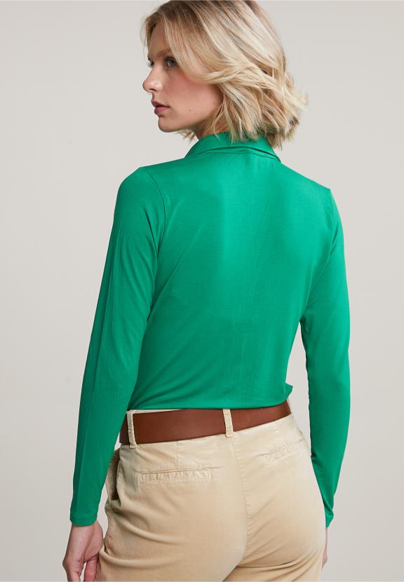 Green Buttoned V-Neck T-Shirt - Groen