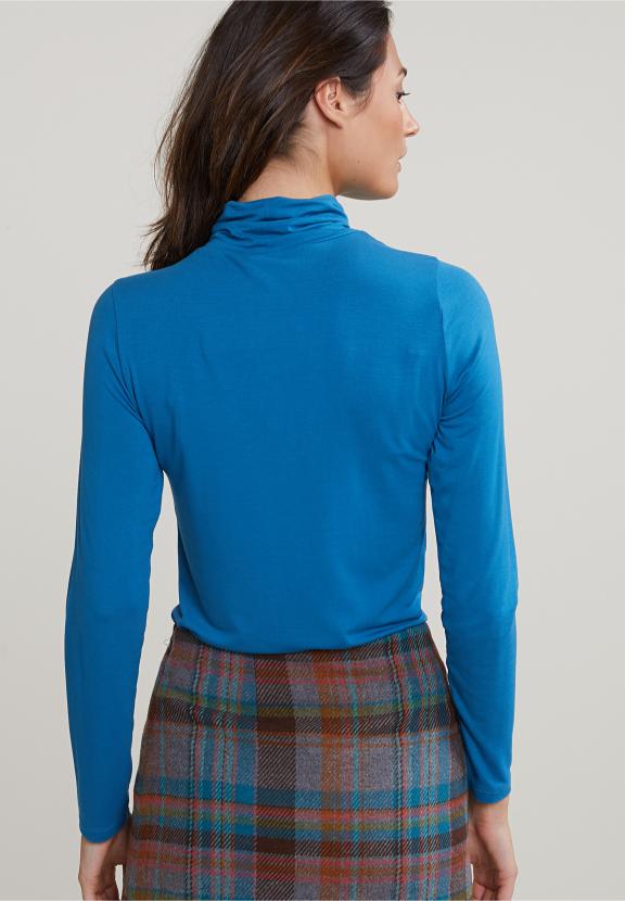 Petrol Basic Roll Neck T-Shirt - Bleu