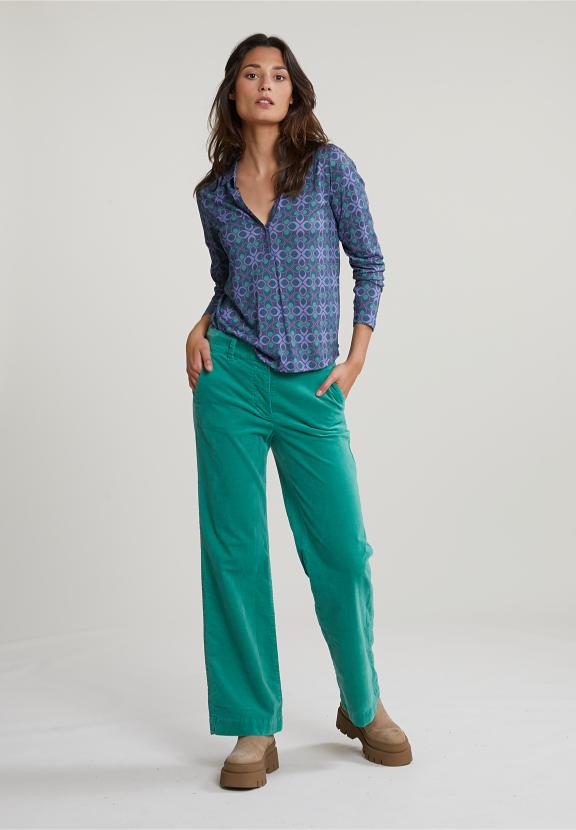 Purple/Green Fantasy V-Neck T-Shirt - Blauw