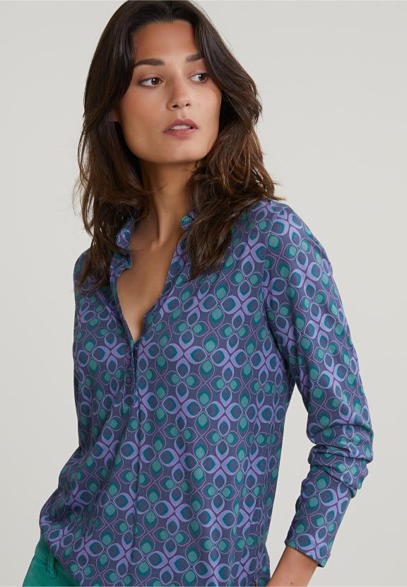 Purple/Green Fantasy V-Neck T-Shirt - Blauw