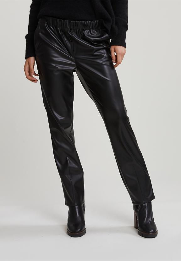 Black Vegan Leather Pants - Zwart