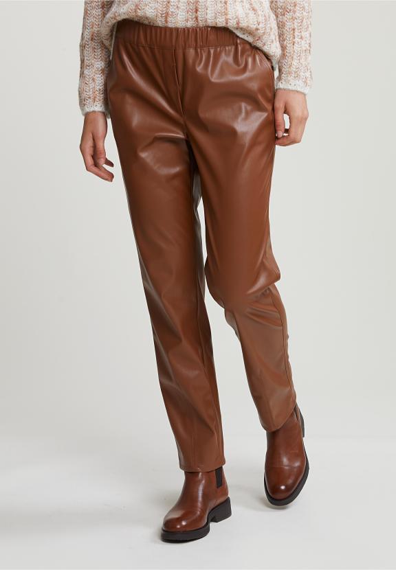 Brown Vegan Leather Pants - Bruin