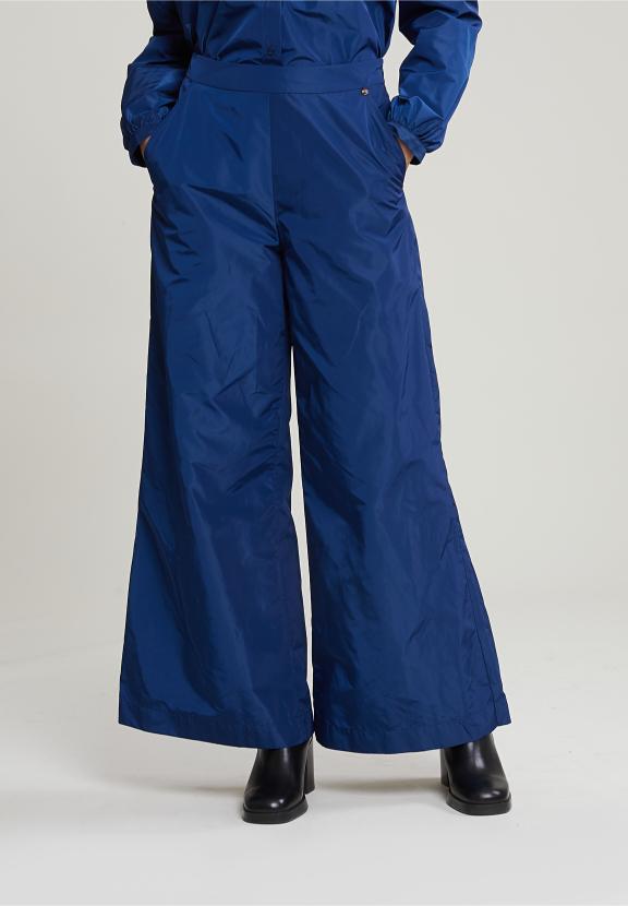 Blue Taffeta Loose Pants - Blauw