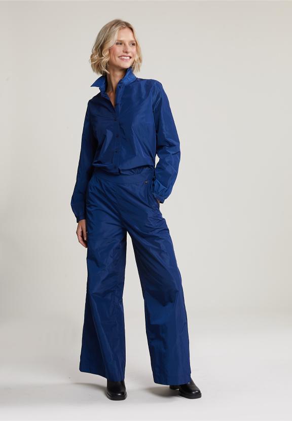 Blue Taffeta Loose Pants - Blauw