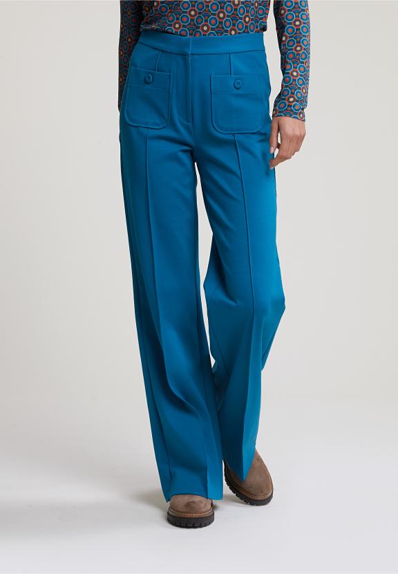 Blue Pants 2 Applied Pockets - Bleu