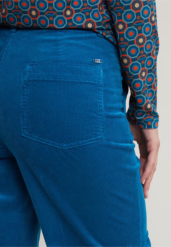 Blue High Waist Corduroy Pants - Blauw