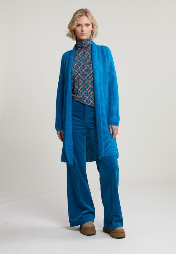 Blue High Waist Corduroy Pants - Blauw