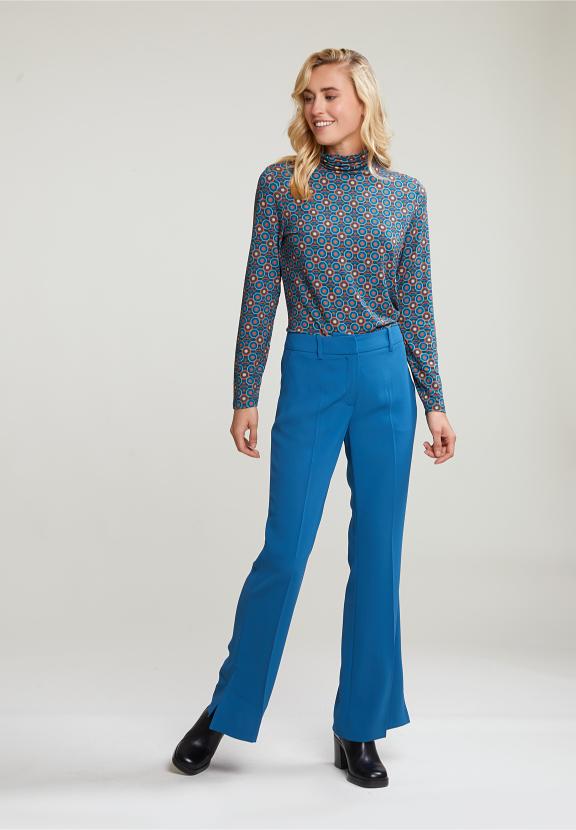 Petrol Classic Pants With Side Slit - Bleu