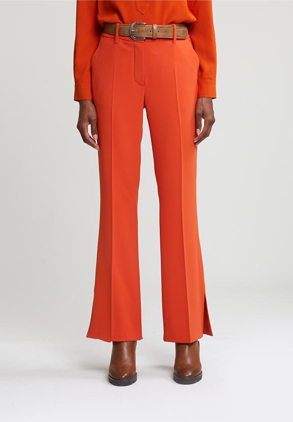 Orange Classic Pants With Side Slit - Orange