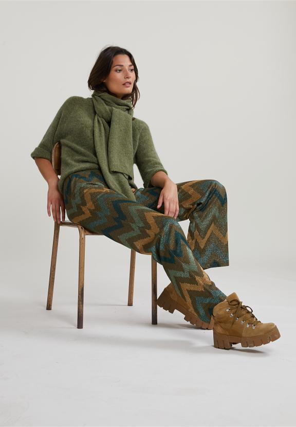 Khaki/Brown Knitted Fantasy Pants - Groen
