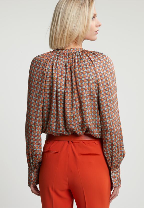 Orange/Green Fantasy Blouse With Buttons - Multi