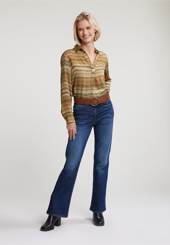 Brown/Green V-Neck Fantasy Blouse - Groen