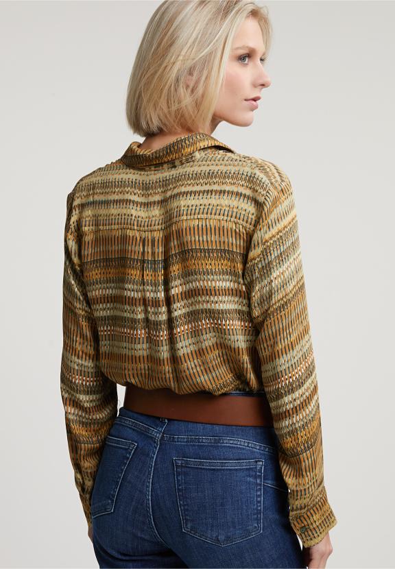 Brown/Green V-Neck Fantasy Blouse - Groen