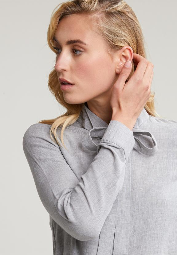Grey Blouse Fancy Collar - Grijs