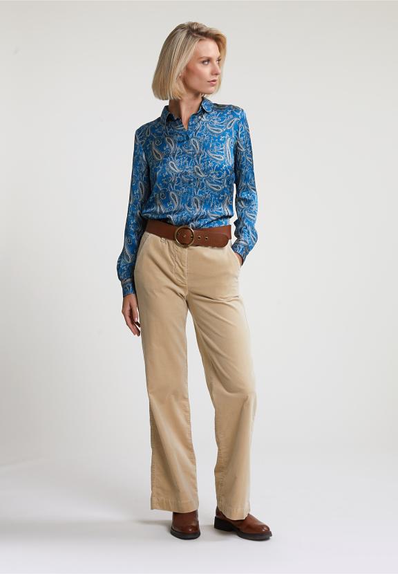 Blue/Beige Classic Paisley Blouse - Bleu