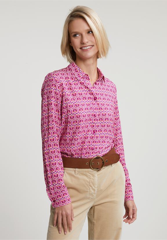 Pink/Beige Fantasy Blouse Long Sleeves - Rose