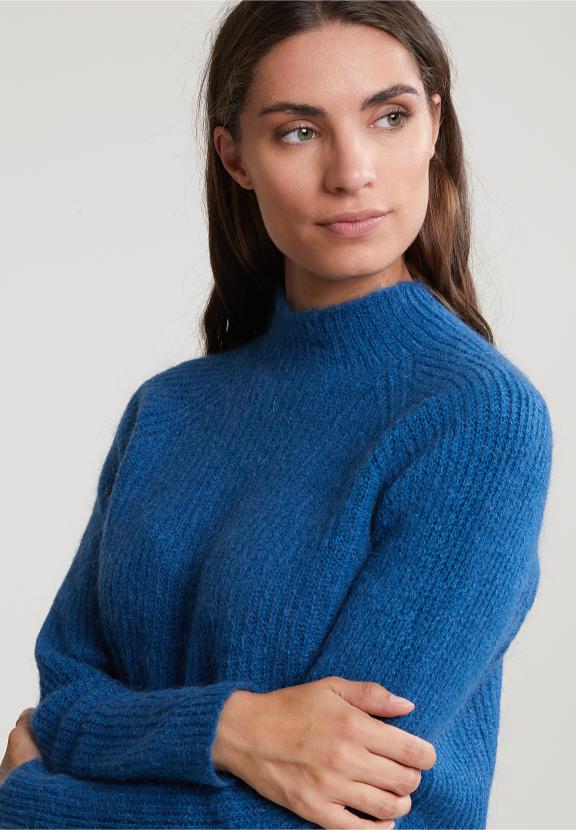 Petrol Mock Nock Uni Sweater - Bleu