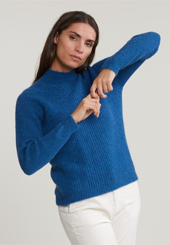 Petrol Mock Nock Uni Sweater - Bleu