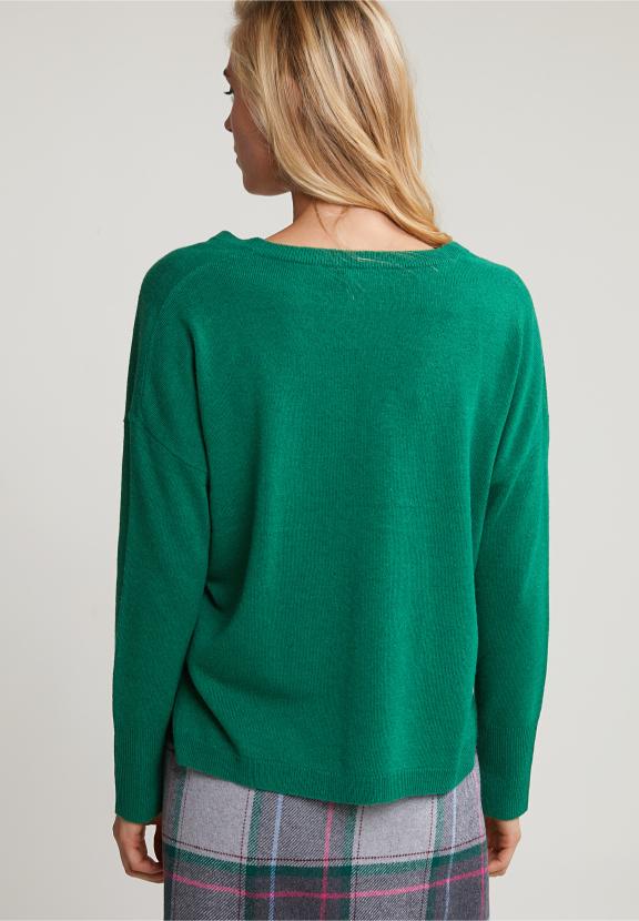 Green Basic V-Neck Sweater Long Sleeves - Groen